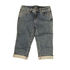 Axcess Women's Denim Capris Cuffed Stretch Flap Pockets size 12